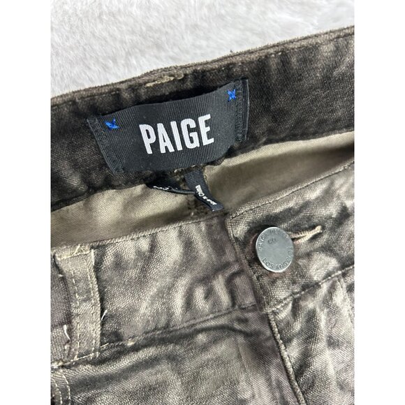 Paige Womens Verdugo Ankle Metallic Coated Skinny Jeans Size 26 Olive Green - Picture 2 of 12